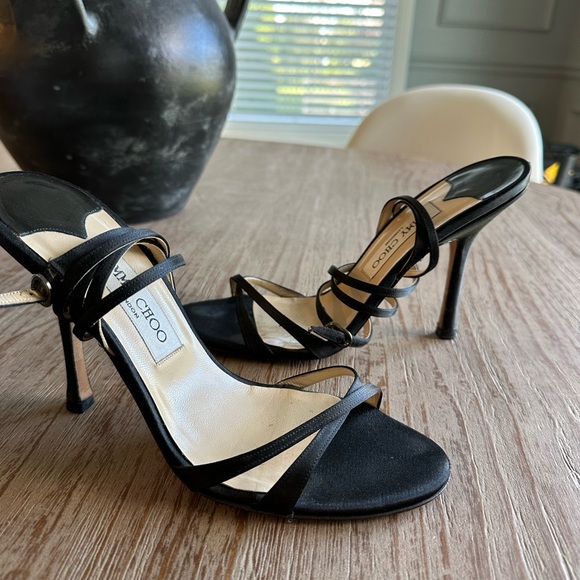 Jimmy Choo Black Satin Stiletto Heels 39 - Picture 3 of 12